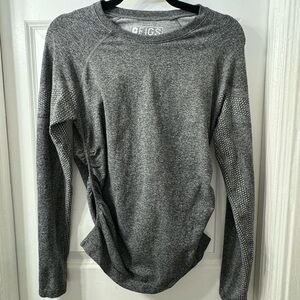 FIGS Salta Maternity Underscrub Seamless Long Sleeve Shirt Grey Size S